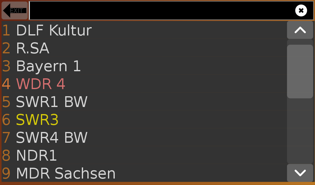 Auswahl einer Radiostation aus der Liste