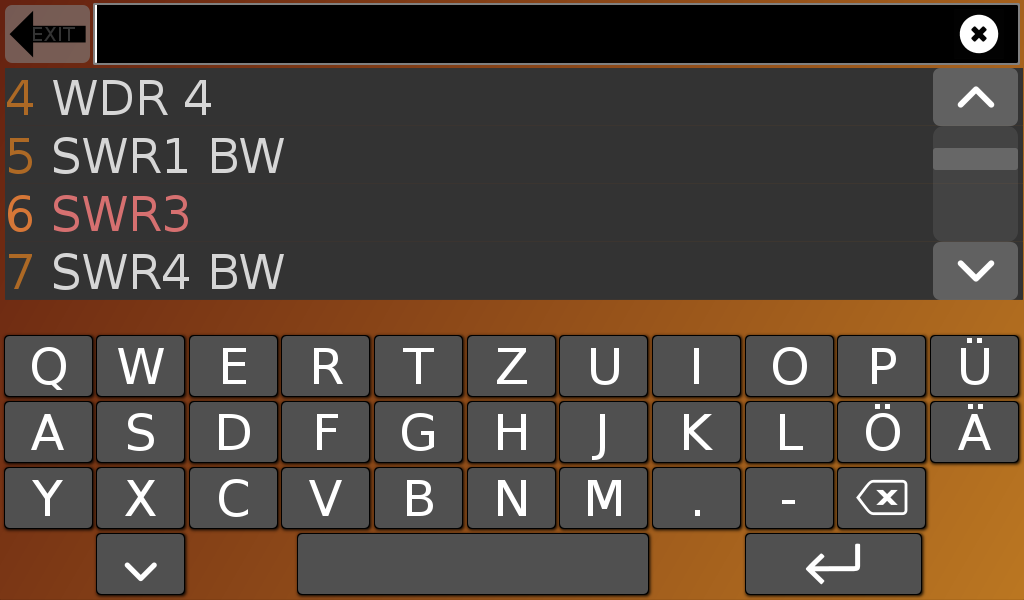 Bedienelemente Radiostationsauswahl