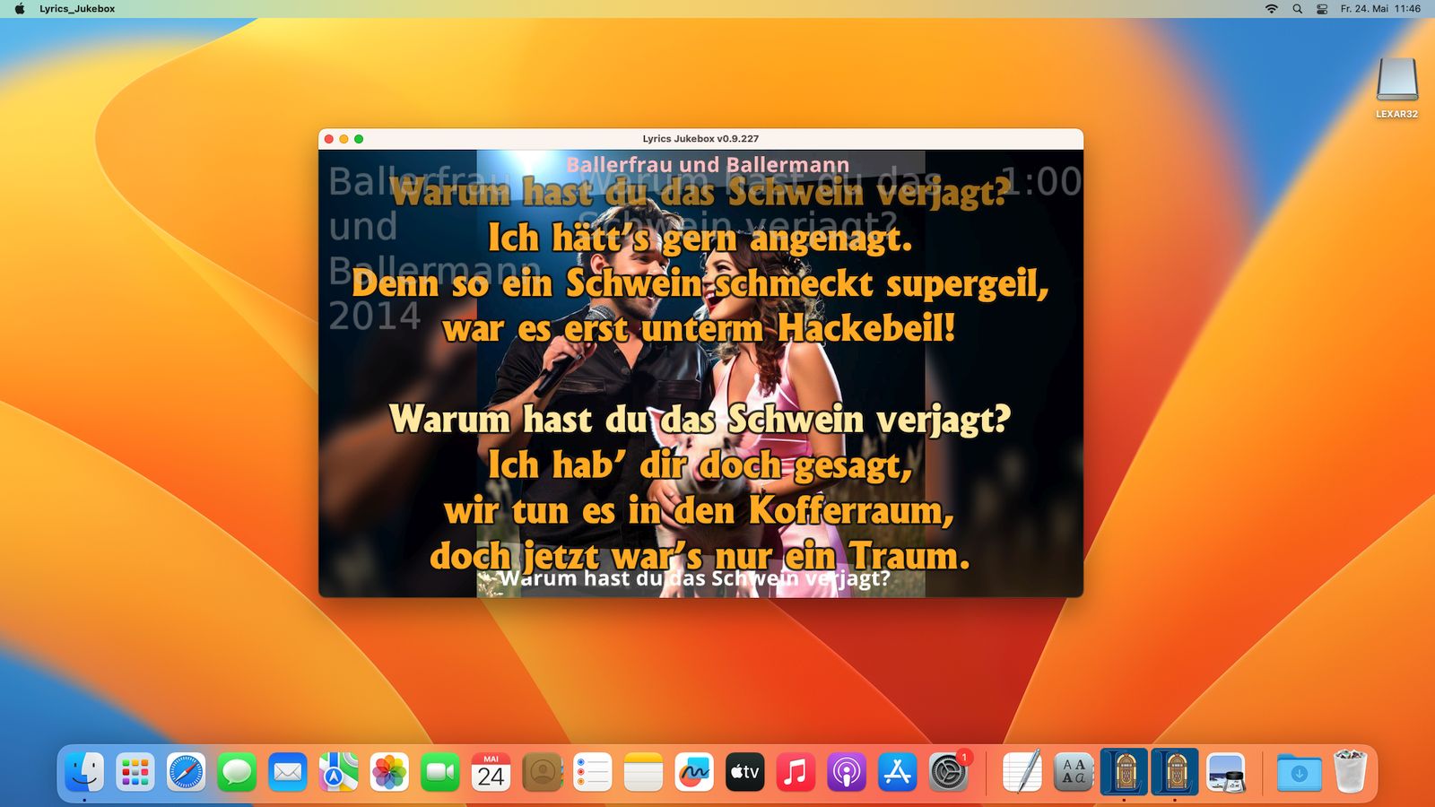Lyrics Jukebox unter macOS Ventura 13.5.1. Coverfoto: Playground AI